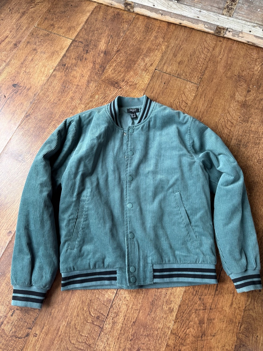 Forever 21 Men's Corduroy Bomber Jacket Teal Sz S